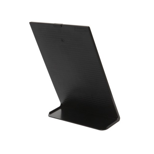 Stojak informacyjny na menu SCRITTO® A5 z podstawą L w kolorze czarnym przeglądarka ekspozytor do postawienia na stół stojak na menu na informację na ulotkę na plakat