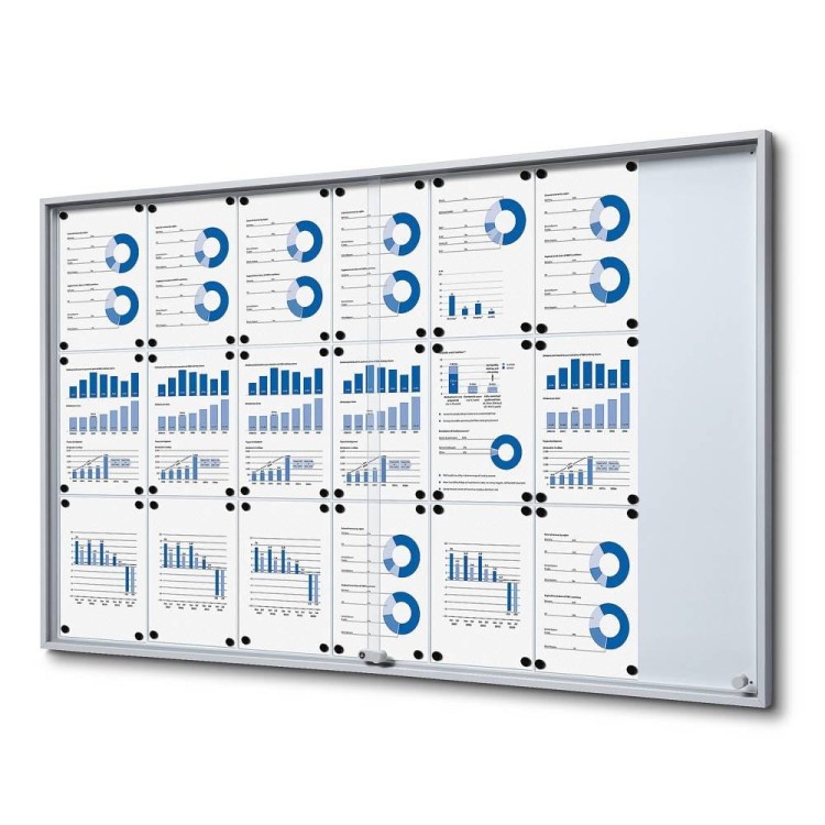 Gablota magnetyczna SLIM 21xA4 154x92 cm z przesuwanymi drzwiami zamykana na kluczyk do użytku wewnętrznego gablota wewnętrzna gablota ogłoszeniowa gablota informacyjna tablica ogłoszeń tablica informacyjna