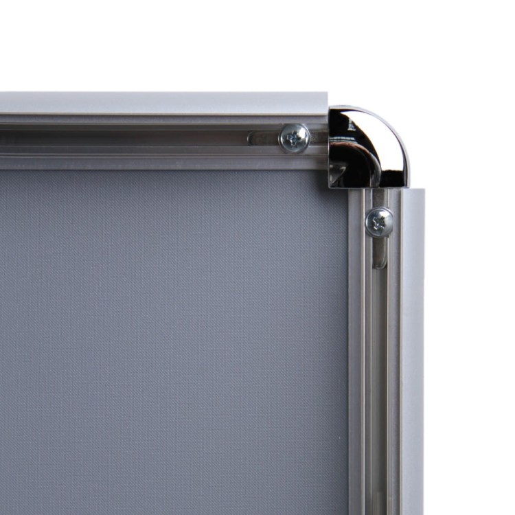 Ramka zatrzaskowa KRAST A4 (21,0 x 29,7 cm) aluminiowa srebrna z zaokrąglonym narożnikiem rama ramka plakatowa OWZ ścienna na plakat na zdjęcia profil 25 mm