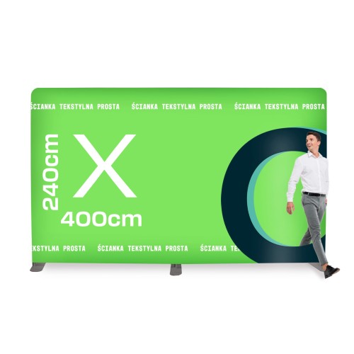 Ścianka Reklamowa Tekstylna Prosta 400 x 240 cm - ścianka wystawiennicza targowa prasowa