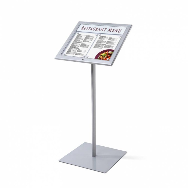 Stojak na menu 2xA4 stojak prezenter na kartę menu stojak informacyjny prezentacyjny z ramką A4 do restauracji gastronomii do hotelu stojak na plakat Menu Board z oświetleniem LED