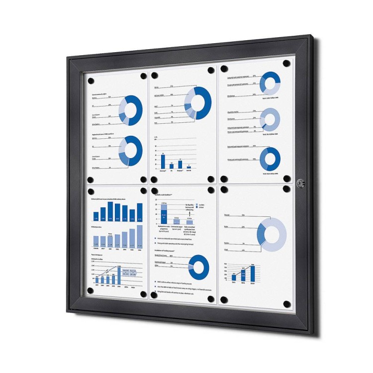 Gablota magnetyczna SCS 6xA4 66x61 cm zamykana na kluczyk do użytku wewnętrznego gablota wewnętrzna i zewnętrznego gablota ogłoszeniowa gablota informacyjna tablica ogłoszeń tablica informacyjna antracyt
