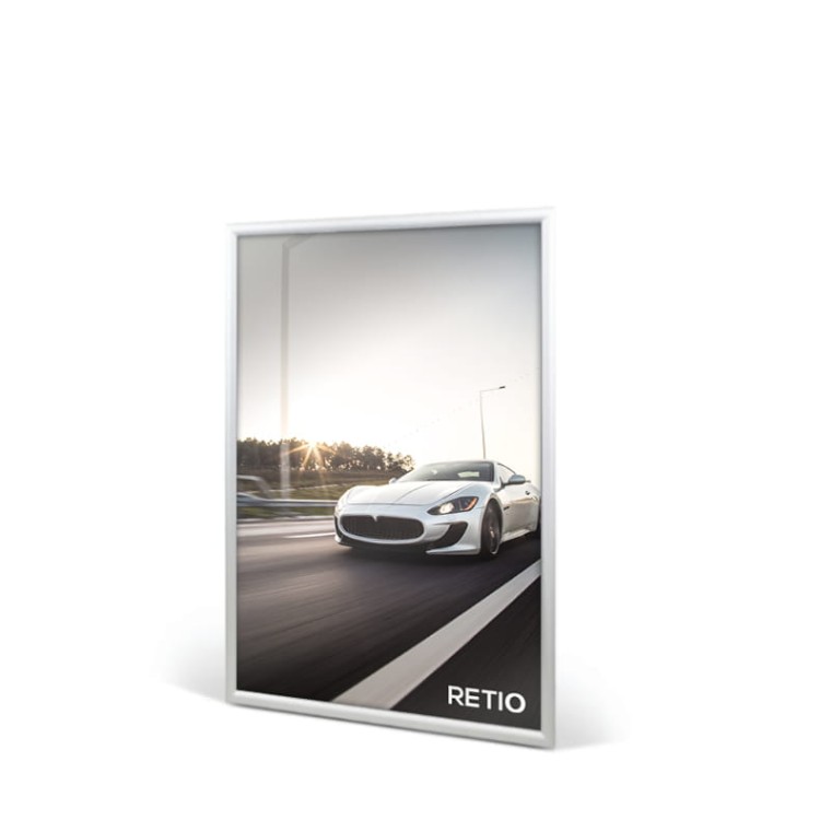 Ramka plakatowa OWZ A4 (29 x 21 cm) aluminiowa srebrna z prostym narożnikiem rama ramka plakatowa OWZ ścienna na plakat na zdjęcia profil 25 mm
