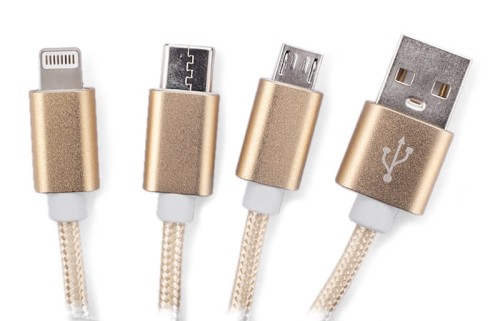 Kabel USB 3 w 1 TAUS złoty
