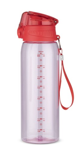 Bidon z miarką 900 ml KOLTER czerwony z logo