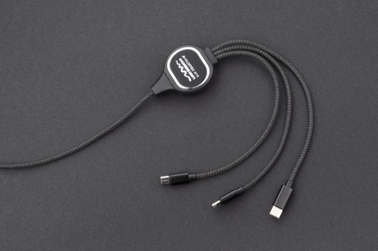 Kabel USB 3 w 1 LUX czarny z logo