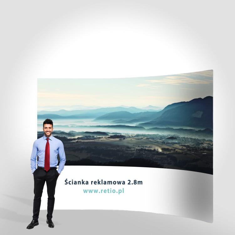 Ścianka Reklamowa Tekstylna Łukowa Pozioma 300 x 240 cm - ścianka wystawiennicza targowa prasowa