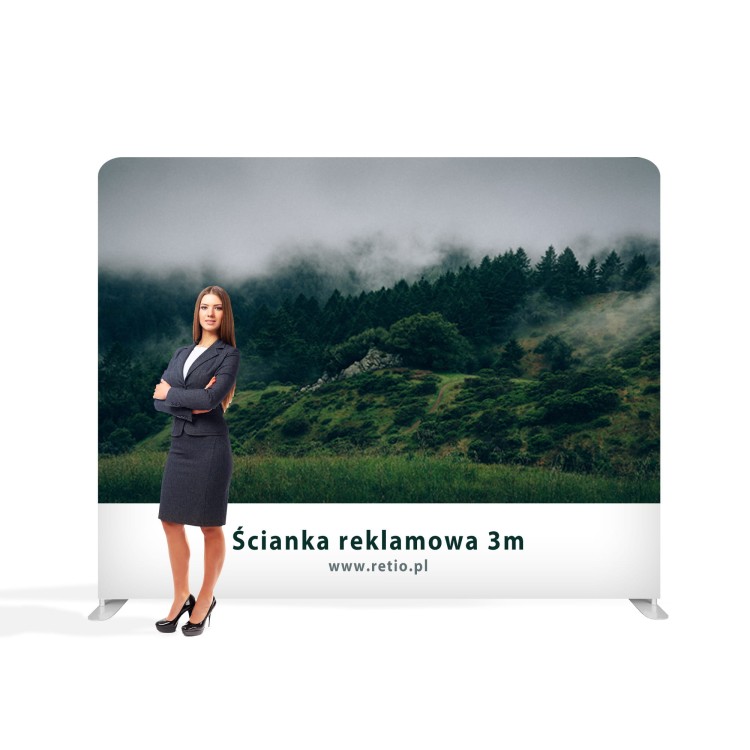Ścianka Reklamowa Tekstylna Prosta 300 x 240 cm - ścianka wystawiennicza targowa prasowa