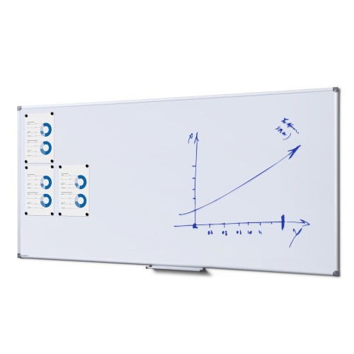 Magnetyczna tablica suchościeralna SCRITTO® Economy 200 x 100 cm biała tablica suchościeralna magnetyczna do urzędu szkoły biura do pisania markerem pisakiem flamastrem suchościeralnym