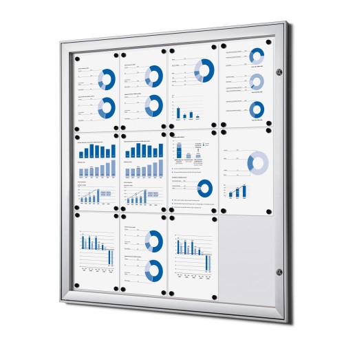 Gablota magnetyczna SCS 12xA4 88x92 cm zamykana na kluczyk do użytku wewnętrznego gablota wewnętrzna i zewnętrznego gablota ogłoszeniowa gablota informacyjna tablica ogłoszeń tablica informacyjna