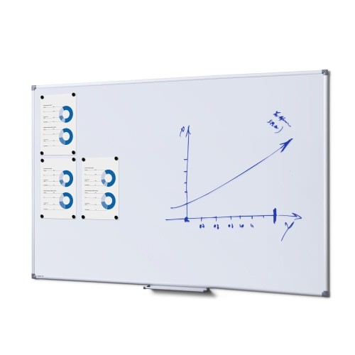 Magnetyczna tablica suchościeralna SCRITTO® 150 x 100 cm emaliowana biała tablica suchościeralna magnetyczna do urzędu szkoły biura do pisania markerem pisakiem flamastrem suchościeralnym
