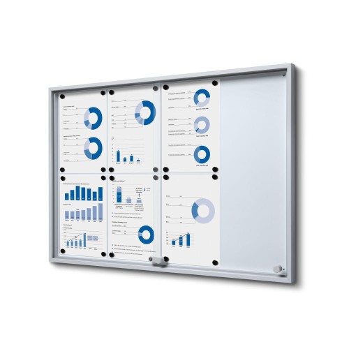 Gablota magnetyczna SLIM 8xA4 88x61 cm z przesuwanymi drzwiami zamykana na kluczyk do użytku wewnętrznego gablota wewnętrzna gablota ogłoszeniowa gablota informacyjna tablica ogłoszeń tablica informacyjna