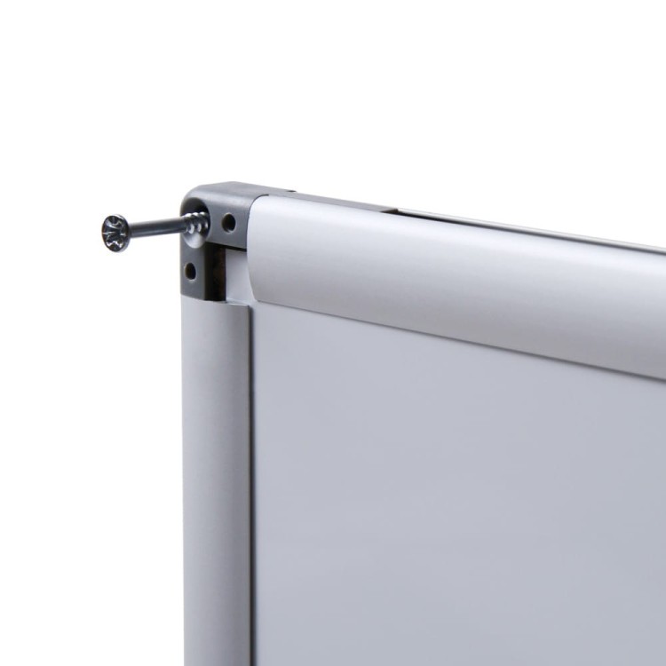 Otwór montażowy pod plastikową nakładką wraz z wkrętem montażowym - Magnetyczna tablica suchościeralna SCRITTO® 150 x 100 cm emaliowana biała tablica suchościeralna magnetyczna do urzędu szkoły biura do pisania markerem pisakiem flamastrem suchościeralnym