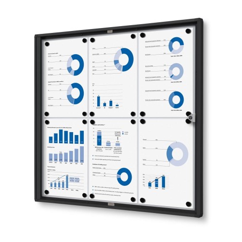 Wersja w kolorze czarnym - Gablota magnetyczna XS 6xA4 66x61 cm zamykana na kluczyk do użytku wewnętrznego gablota wewnętrzna gablota ogłoszeniowa gablota informacyjna tablica ogłoszeń tablica informacyjna