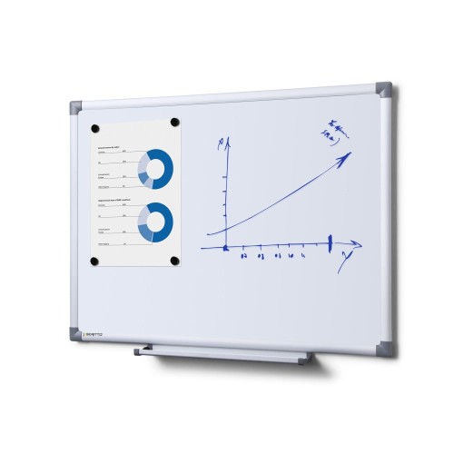 Magnetyczna tablica suchościeralna SCRITTO® Economy 60 x 45 cm tablica suchościeralna magnetyczna do urzędu szkoły biura do pisania markerem pisakiem flamastrem suchościeralnym