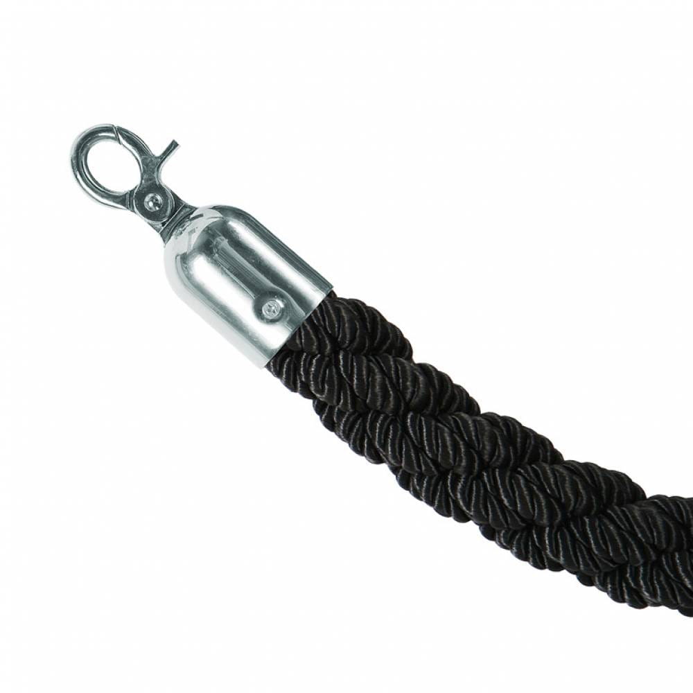 BSR Premium Barrier Rope Black Braided Chrome 150 cm Border Barrier Rope For Hotel Barrier Posts
