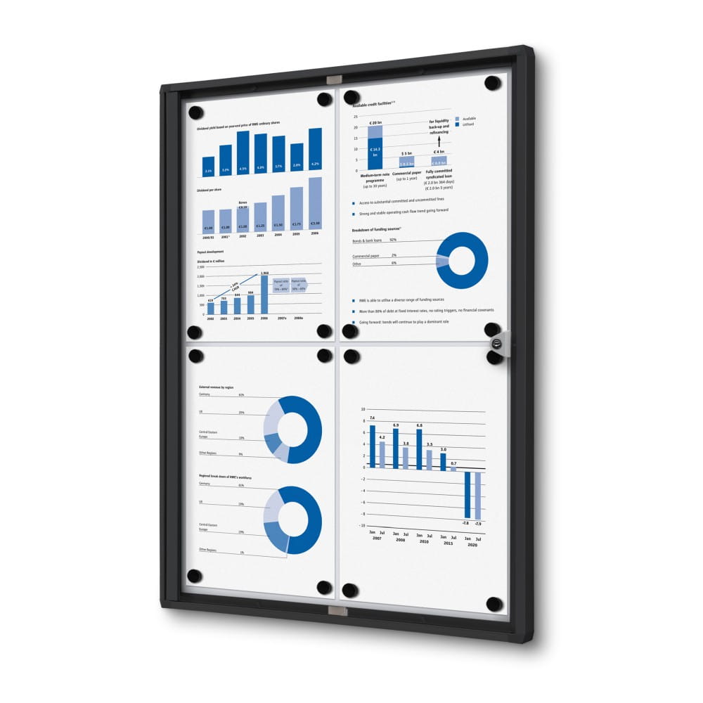 XS 4xA4 Magnetic Display Cabinet 44x61 cm Closed with a Key for Internal Use,  Internal Display, Advertising Display, Information Display, Notice Board