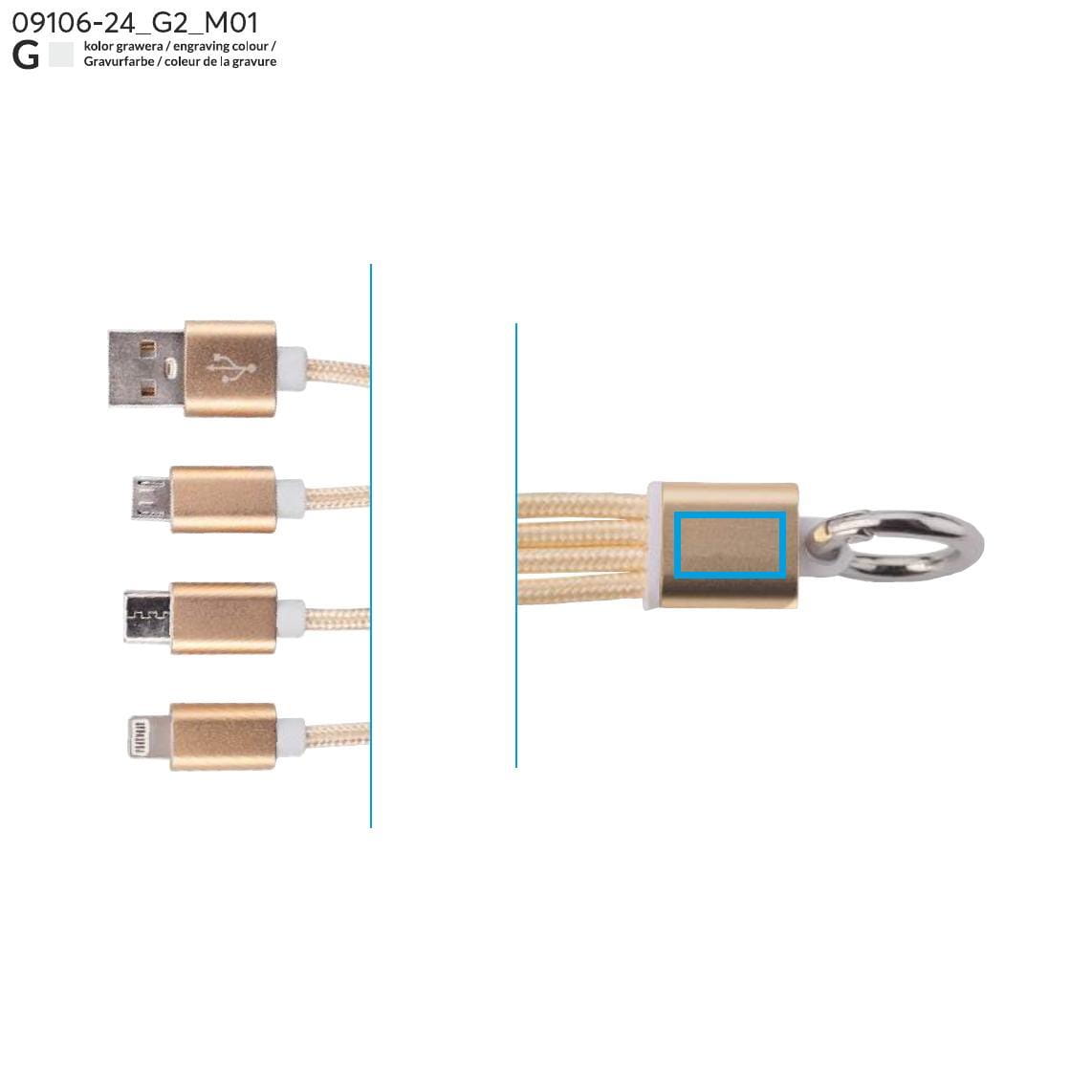 Kabel USB 3 w 1 TAUS złoty