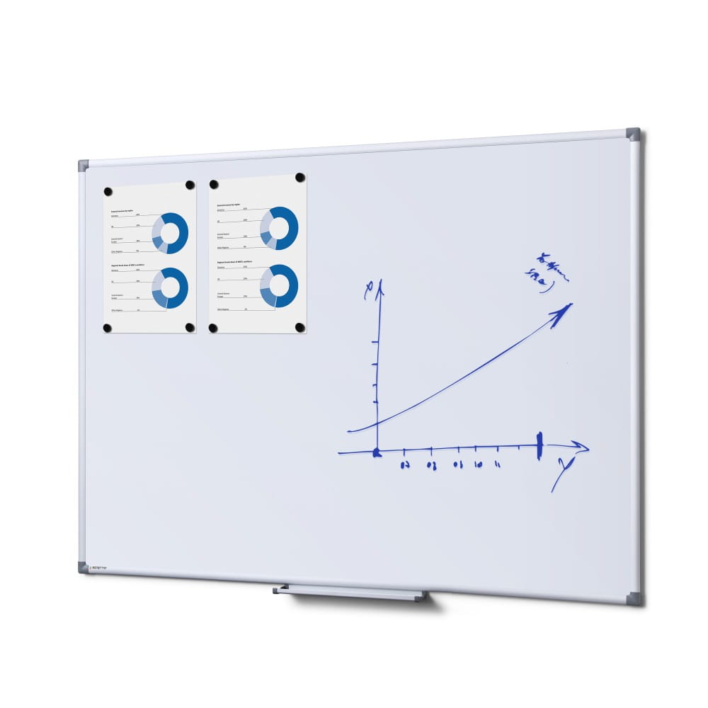 SCRITTO® Economy Magnetic Dry-Wipe Board 120 x 90 cm  White Magnetic Dry-Wipe Board for School or Office for Writing with a Marker Pen or a Felt-tip Pen