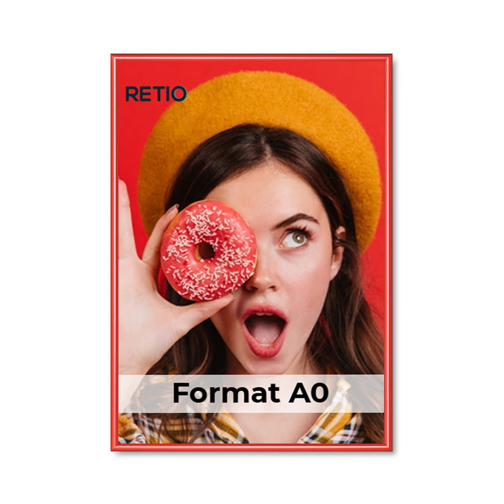 Ramka zatrzaskowa KRAST A0 (84,1 x 118,9 cm) aluminiowa czerwona z ostrym prostym narożnikiem rama ramka plakatowa OWZ ścienna na plakat na zdjęcia profil 25 mm