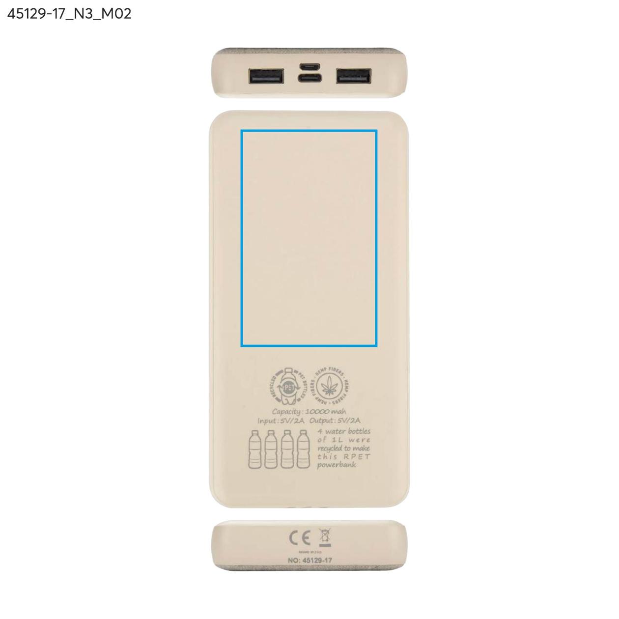 Power bank rPET REPPO 10000 mAh beżowy (naturalny)