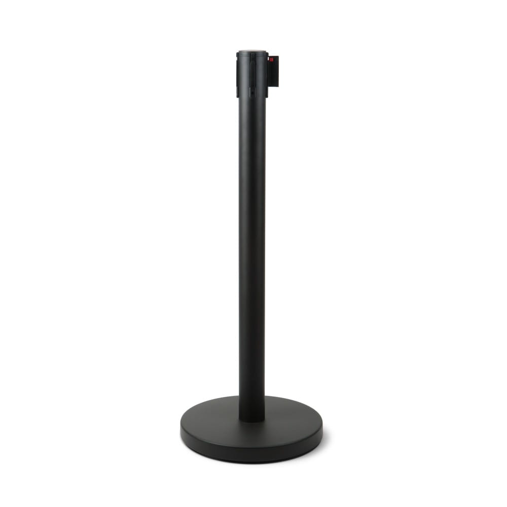 EJ-EXTBE Barrier Post with a Winding Tape 250 cm  - Black - Barrier Post with a Rolling Tape for the Hotel, Restaurant, VIP Area