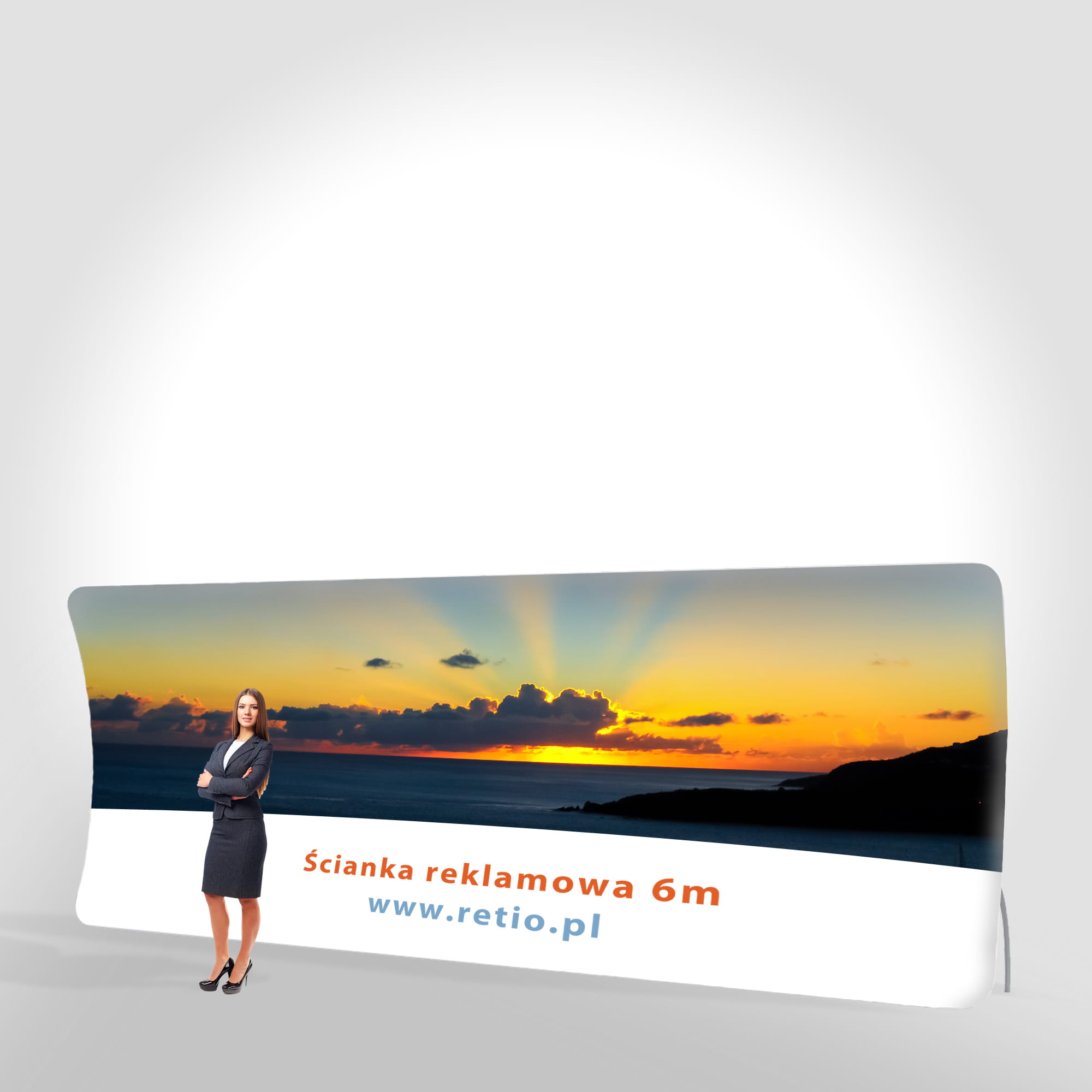 Curved Fabric Banner Stand - Vertical 6,1 x 2,3 m with double-sided printout