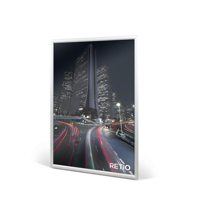 Ramka plakatowa OWZ A2 (59 x 42 cm) aluminiowa srebrna z prostym narożnikiem rama ramka plakatowa OWZ ścienna na plakat na zdjęcia profil 25 mm
