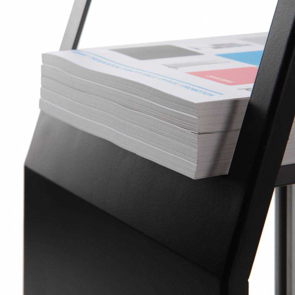 Présentoir pour flyers avec poche magnétique pour affiche A4 noir présentoir informatif pour flyers présentoir pour catalogues avec cadre A4 présentoir d'exposition avec espace pour affiche pour kiosque pour le secteur retail pour hôtel