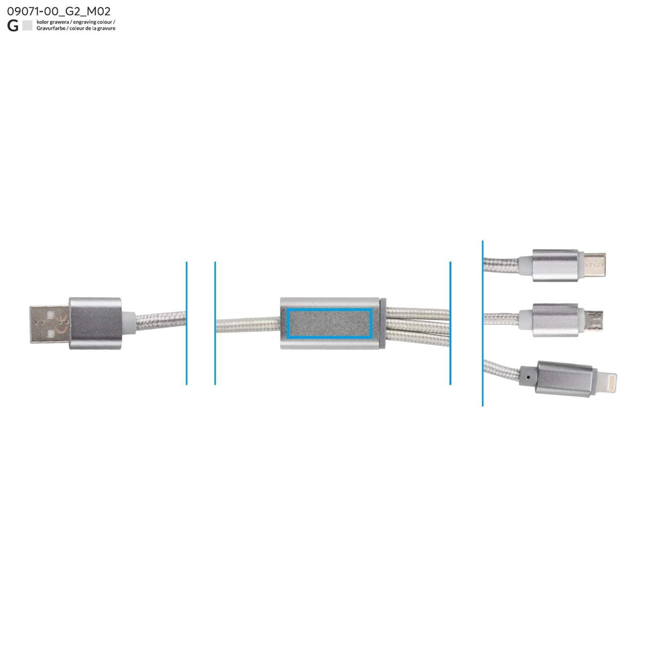 Kabel USB 3 w 1 TALA srebrny