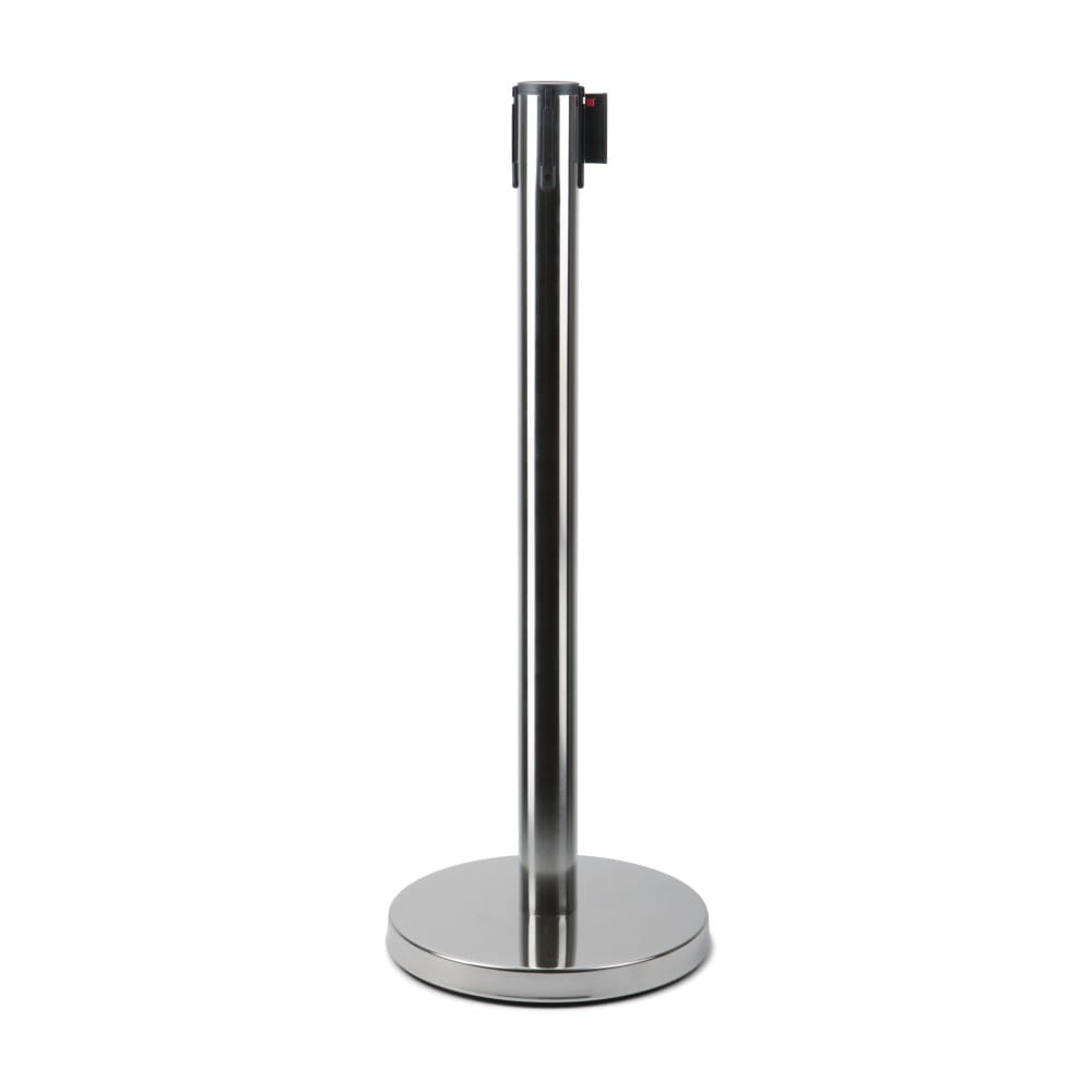 EJ-EXTBE Barrier Post with a Winding Tape 250 cm  - Chrome - Barrier Post with a Rolling Tape for the Hotel, Restaurant, VIP Area