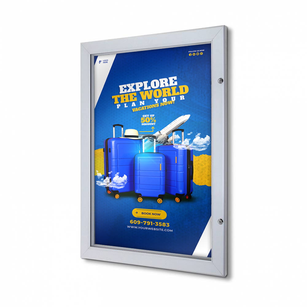 Gablota zatrzaskowa na plakat A1 (59,4x84,1 cm) zamykana na kluczyk do użytku zewnętrznego i wewnętrznego gablota zewnętrzna wewnętrzna gablota ogłoszeniowa gablota informacyjna tablica ogłoszeń tablica informacyjna
