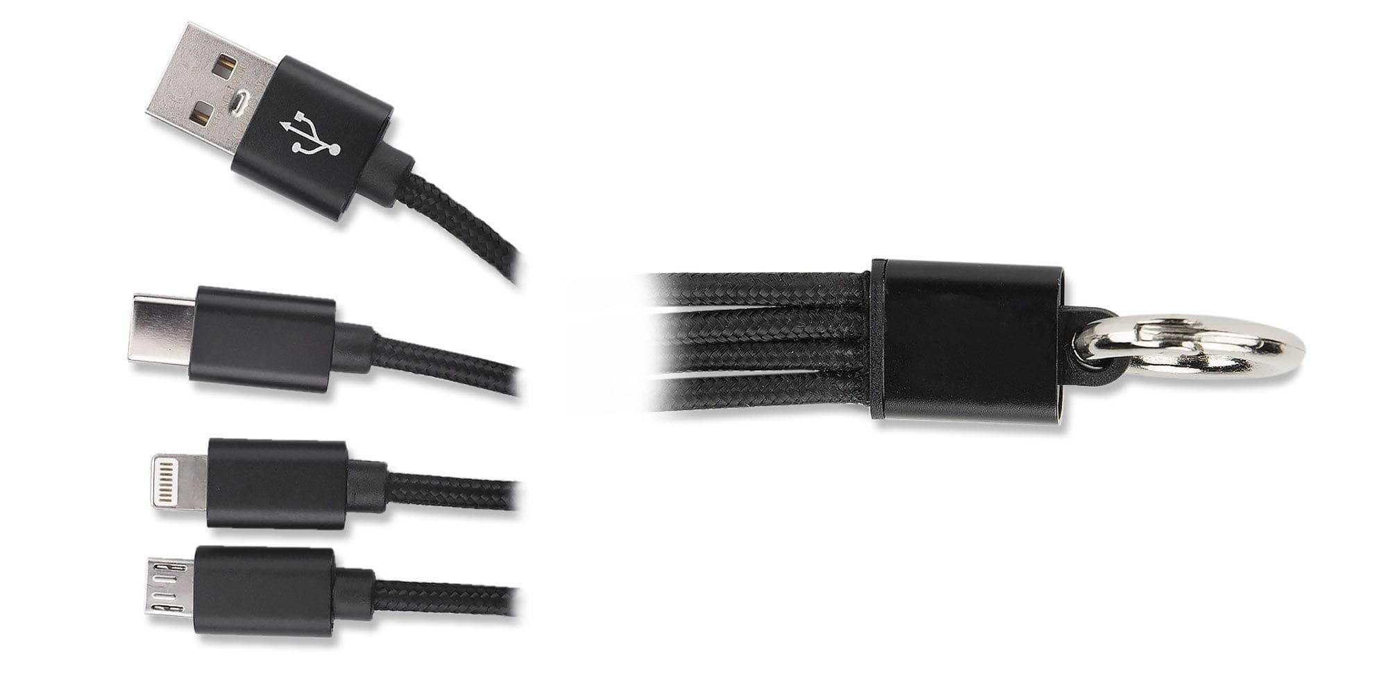 Kabel USB 3 w 1 TAUS czarny z logo