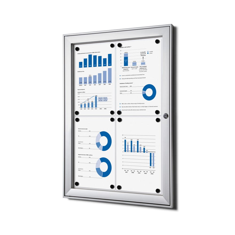 SCS 4xA4 Magnetic Display Case 44x61 cm Closed with a Key for Indoor Use, Indoor and Outdoor Display Cabinet, Advertising Display Case, Information Display Case, Notice Board, Information Board