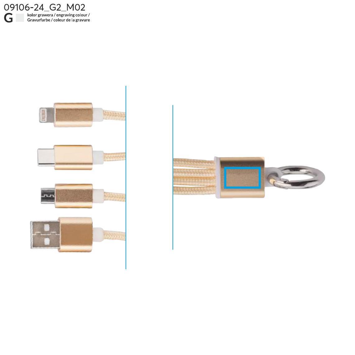 Kabel USB 3 w 1 TAUS złoty