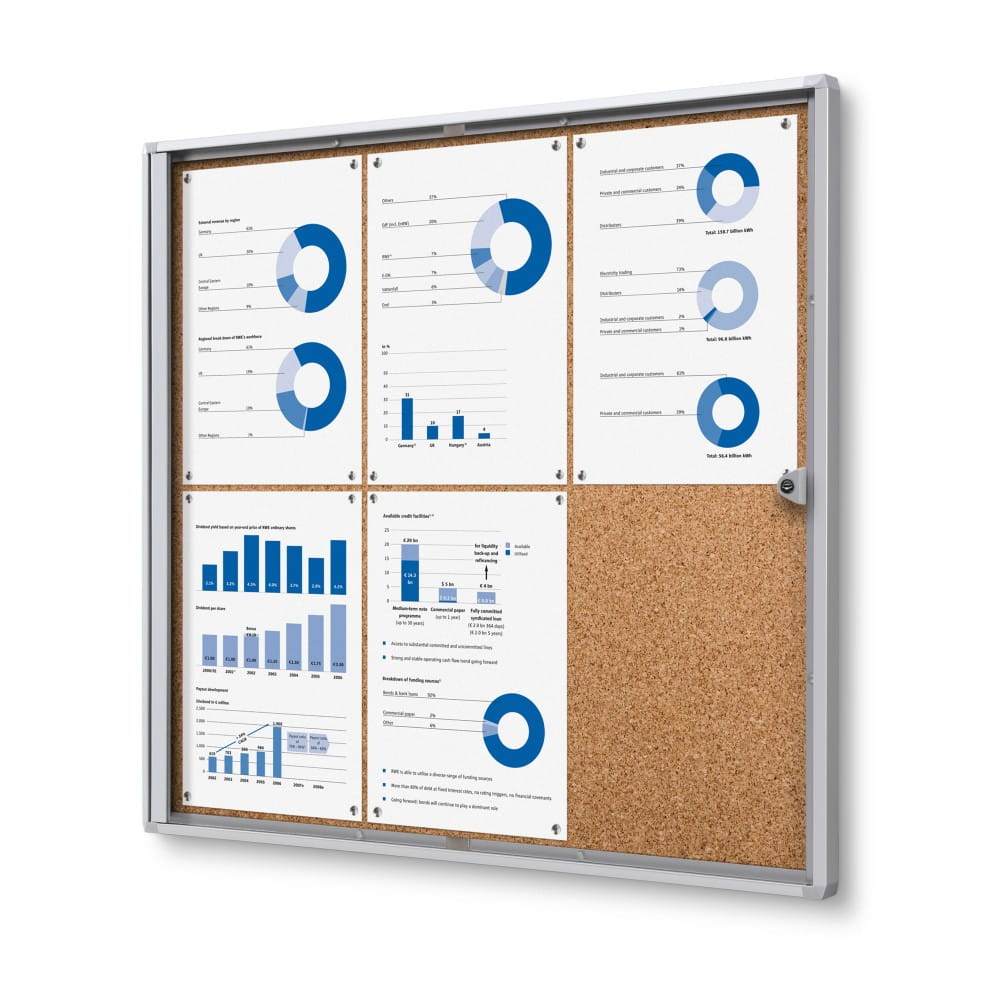 XSC 6xA4 Cork Display Cabinet  66x61 cm Closed with a Key for Internal Use, Internal Display Case, Advertising Display Case, Information Display Case, Notice Board, Information Board