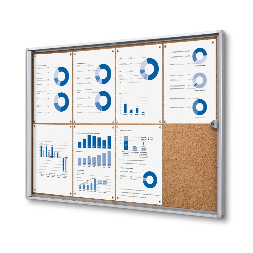 XSC 8xA4 Cork Display Cabinet  88x61 cm Closed with a Key for Internal Use, Internal Display Case, Advertising Display Case, Information Display Case, Notice Board, Information Board