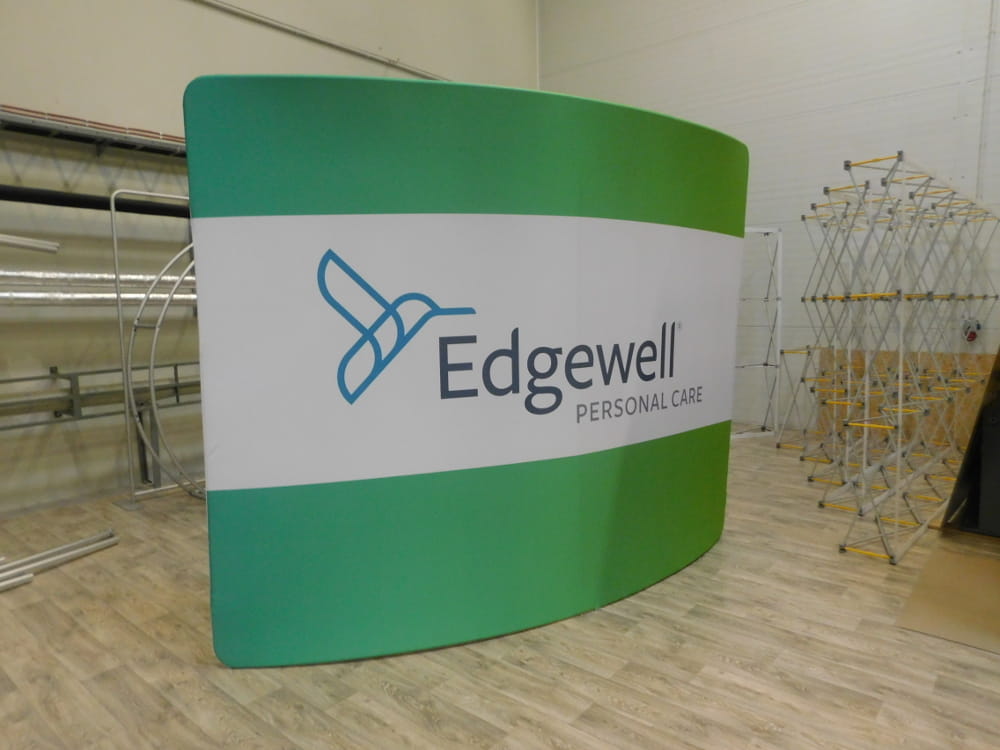 Curved Fabric Banner Stand - Horizontal 2,4  x 2,4 m with double-sided printout