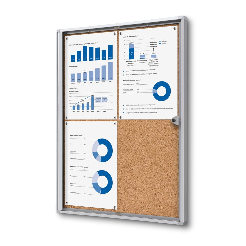 XSC 4xA4 Cork Display Cabinet  44x61 cm Closed with a Key for Internal Use, Internal Display Case, Advertising Display Case, Information Display Case, Notice Board, Information Board