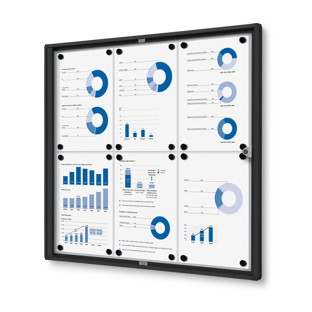 XS 6xA4 Magnetic Display Cabinet 66x61 cm Closed with a Key for Internal Use,  Internal Display, Advertising Display, Information Display, Notice Board