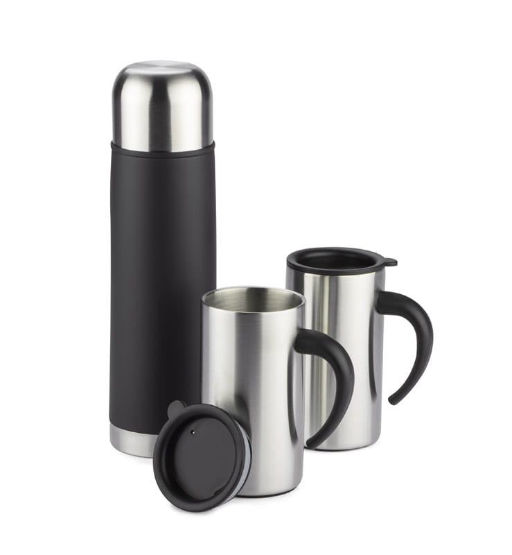 Zestaw upominkowy ACON (Termos 500ml, 2 kubki 260ml) srebrny