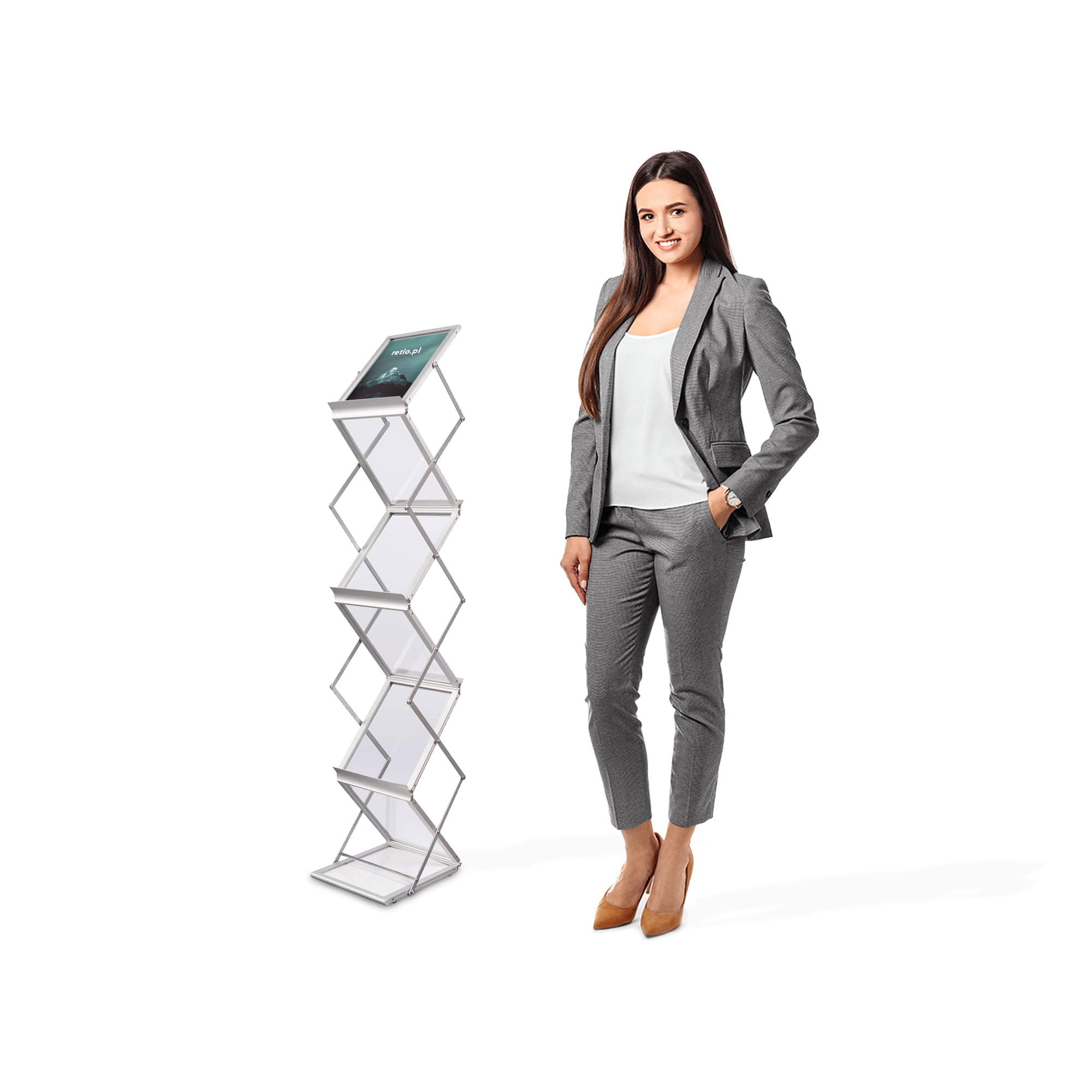 ACRYLIC Folding A4 Leaflet Stand with a Transport Bag