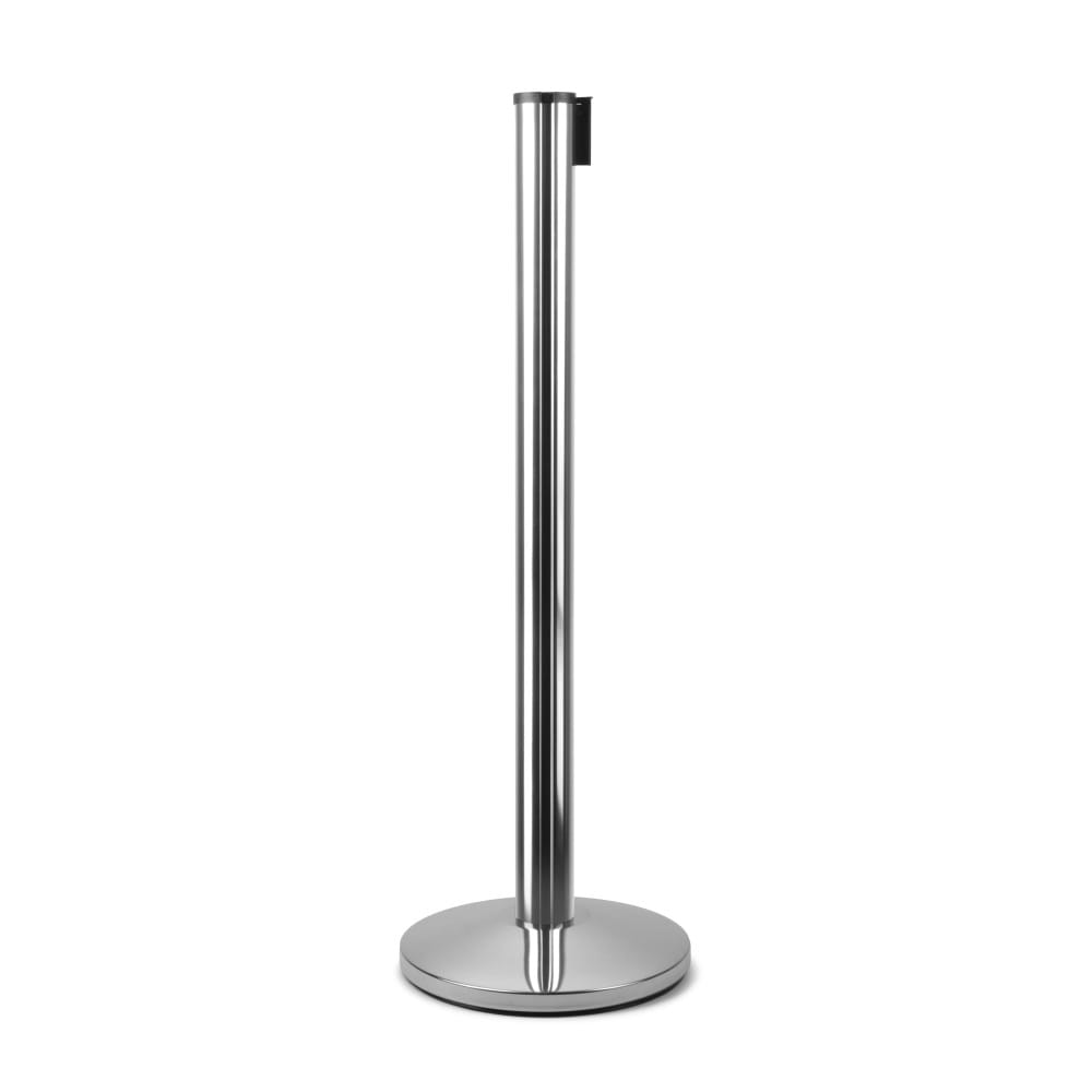 J-EXTBE Barrier Post with a Yellow Winding Tape 270 cm - Chrome Post With a Yellow Tape - A Barrier Post, a Post With a Rounded Tape For the Hotel, Restaurant and VIP Area