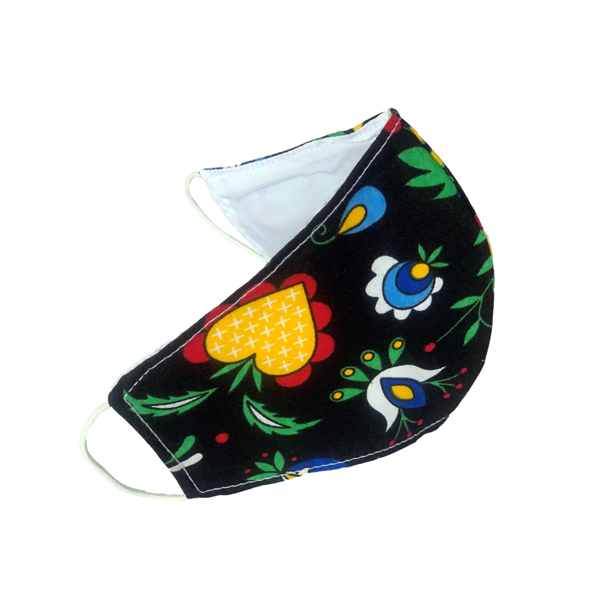 Masque en coton avec motif floral sur fond noir