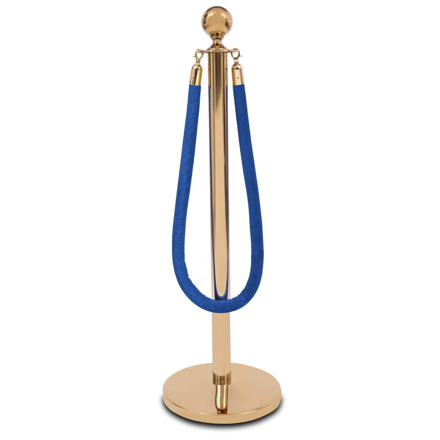 Poteau de séparation avec corde bleue